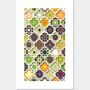 Moroccan Tile pattern Green Posters and Art